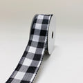 Black White Checkered Wired Ribbon - 1.5 inch x 10yds FuzzyFabric - Wholesale Ribbons, Tulle Fabric, Wreath Deco Mesh Supplies