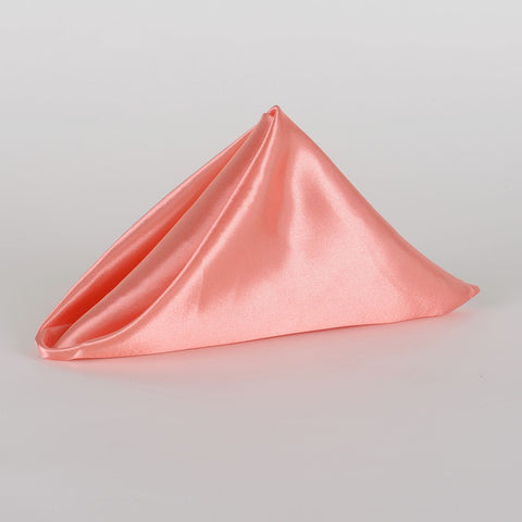 Coral - 20 x 20 Inch Satin Table Napkins ( 5 Pieces ) FuzzyFabric - Wholesale Ribbons, Tulle Fabric, Wreath Deco Mesh Supplies