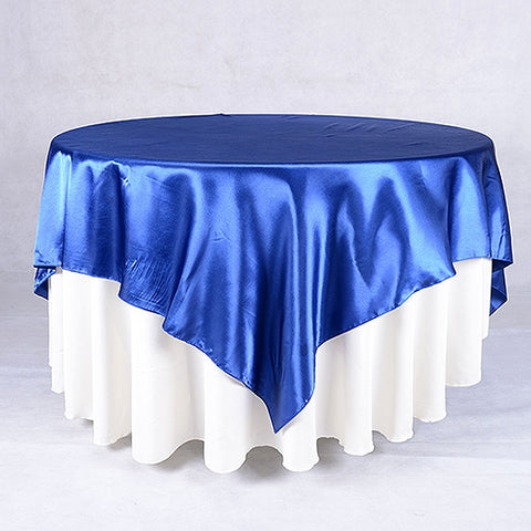 Navy - 90 x 90 Inch Satin Square Table Overlays FuzzyFabric - Wholesale Ribbons, Tulle Fabric, Wreath Deco Mesh Supplies