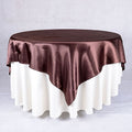 Brown - 90 x 90 Inch Satin Square Table Overlays FuzzyFabric - Wholesale Ribbons, Tulle Fabric, Wreath Deco Mesh Supplies