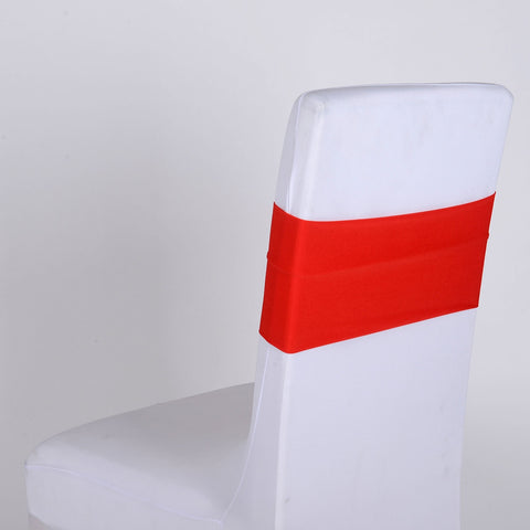 Red Spandex Chair Sashes - 5 pieces FuzzyFabric - Wholesale Ribbons, Tulle Fabric, Wreath Deco Mesh Supplies