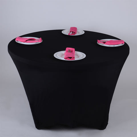 Black - 8 Seat Spandex Round Tablecloths FuzzyFabric - Wholesale Ribbons, Tulle Fabric, Wreath Deco Mesh Supplies
