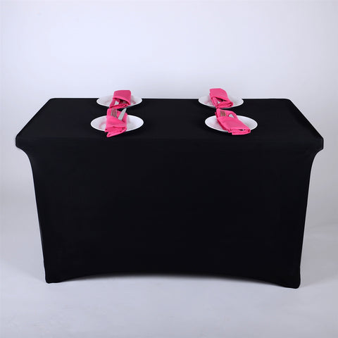 Black - 6 Ft Spandex Rectangular Table Cover FuzzyFabric - Wholesale Ribbons, Tulle Fabric, Wreath Deco Mesh Supplies