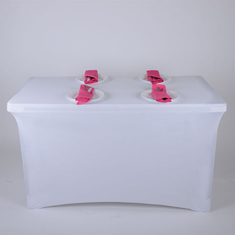 White - 8 Ft Spandex Rectangular Table Cover FuzzyFabric - Wholesale Ribbons, Tulle Fabric, Wreath Deco Mesh Supplies