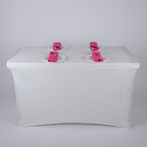 Ivory - 8 Ft Spandex Rectangular Table Cover FuzzyFabric - Wholesale Ribbons, Tulle Fabric, Wreath Deco Mesh Supplies