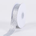 Silver Metallic Glitter Ribbon - ( W: 5/8 Inch | L: 25 Yards ) FuzzyFabric - Wholesale Ribbons, Tulle Fabric, Wreath Deco Mesh Supplies