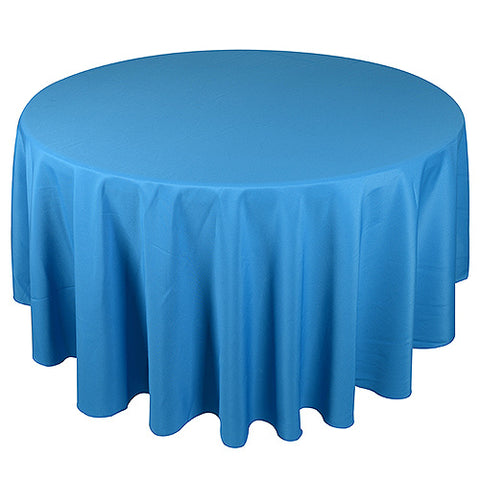 Turquoise - 70 Inch Polyester Round Tablecloths FuzzyFabric - Wholesale Ribbons, Tulle Fabric, Wreath Deco Mesh Supplies