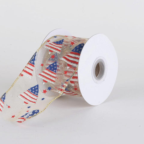 Christmas Organza Ribbon (2-1/2 Inch x 10 Yards ) - X123030 FuzzyFabric - Wholesale Ribbons, Tulle Fabric, Wreath Deco Mesh Supplies