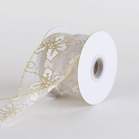 Christmas Organza Ribbon (2-1/2 Inch x 10 Yards ) - X123079 FuzzyFabric - Wholesale Ribbons, Tulle Fabric, Wreath Deco Mesh Supplies