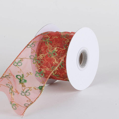 Christmas Organza Ribbon (2-1/2 Inch x 10 Yards ) - X123132 FuzzyFabric - Wholesale Ribbons, Tulle Fabric, Wreath Deco Mesh Supplies