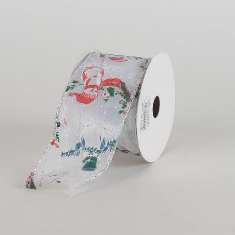 White Snowman Organza Ribbon ( 2-1/2 Inch x 10 Yards ) FuzzyFabric - Wholesale Ribbons, Tulle Fabric, Wreath Deco Mesh Supplies