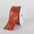 Red Metallic Gold Snowflake Ribbon ( 2-1/2 Inch x 10 Yards )