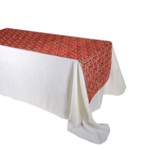 Red with Gold/Emerald Dots Glitter Overlays - ( 28 Inch x 108 Inches ) FuzzyFabric - Wholesale Ribbons, Tulle Fabric, Wreath Deco Mesh Supplies