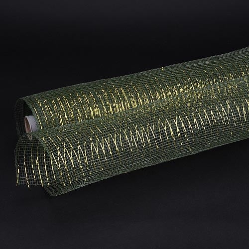 Spring Moss - Deco Mesh Wrap Metallic Stripes ( 10 Inch x 10 Yards )