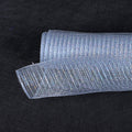 Silver - Deco Mesh Wrap Metallic Stripes ( 10 Inch x 10 Yards ) FuzzyFabric - Wholesale Ribbons, Tulle Fabric, Wreath Deco Mesh Supplies