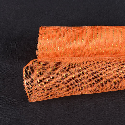 Orange - Deco Mesh Wrap Metallic Stripes ( 10 Inch x 10 Yards ) FuzzyFabric - Wholesale Ribbons, Tulle Fabric, Wreath Deco Mesh Supplies