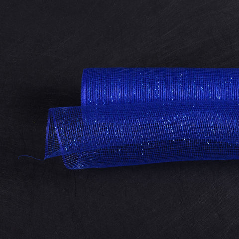 Royal Blue - Deco Mesh Wrap Metallic Stripes ( 10 Inch x 10 Yards ) FuzzyFabric - Wholesale Ribbons, Tulle Fabric, Wreath Deco Mesh Supplies