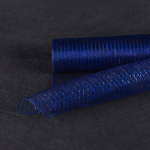 Navy Blue - Deco Mesh Wrap Metallic Stripes ( 10 Inch x 10 Yards ) FuzzyFabric - Wholesale Ribbons, Tulle Fabric, Wreath Deco Mesh Supplies
