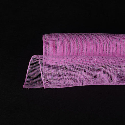 Light Pink with Silver  - Deco Mesh Wrap Metallic Stripes -  ( 21 Inch x 10 Yards ) FuzzyFabric - Wholesale Ribbons, Tulle Fabric, Wreath Deco Mesh Supplies