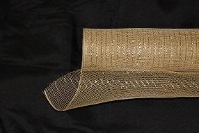 Tan - Deco Mesh Wrap Metallic Stripes ( 10 Inch x 10 Yards ) FuzzyFabric - Wholesale Ribbons, Tulle Fabric, Wreath Deco Mesh Supplies