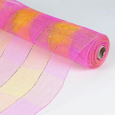 Fuchsia and Yellow - Floral Mesh Wrap Two Color Design ( 21 Inch x 10 Yards ) FuzzyFabric - Wholesale Ribbons, Tulle Fabric, Wreath Deco Mesh Supplies