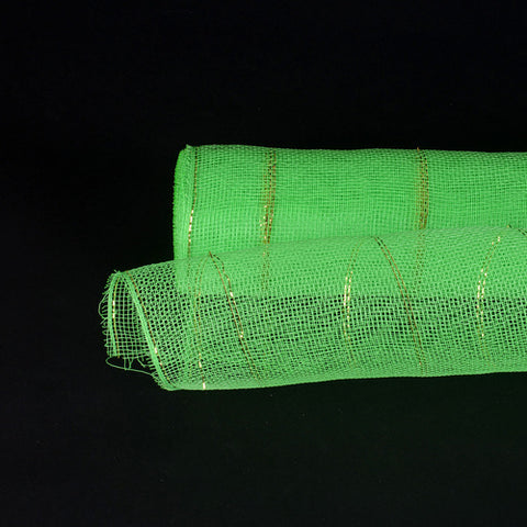 Apple Green with Gold Lines - Metallic Gold Chex Design ( 21 Inch x 10 Yards ) FuzzyFabric - Wholesale Ribbons, Tulle Fabric, Wreath Deco Mesh Supplies