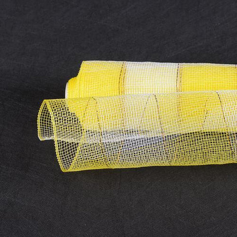 Yellow White - Christmas Mesh Wraps ( 10 Inch x 10 Yards ) FuzzyFabric - Wholesale Ribbons, Tulle Fabric, Wreath Deco Mesh Supplies