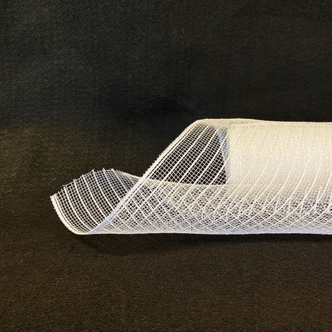 White Deco Mesh Burlap Stripes - 10 Inch x 10 Yards FuzzyFabric - Wholesale Ribbons, Tulle Fabric, Wreath Deco Mesh Supplies