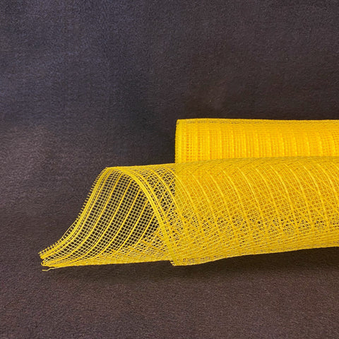 Yellow Deco Mesh Burlap Stripes - 10 Inch x 10 Yards FuzzyFabric - Wholesale Ribbons, Tulle Fabric, Wreath Deco Mesh Supplies