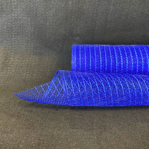 Royal Blue Deco Mesh Burlap Stripes - 10 Inch x 10 Yards FuzzyFabric - Wholesale Ribbons, Tulle Fabric, Wreath Deco Mesh Supplies
