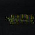 Mardi Gras Eyelash - Poly Deco Mesh Wrap with Laser Mono Stripe ( 10 Inch x 10 Yards ) FuzzyFabric - Wholesale Ribbons, Tulle Fabric, Wreath Deco Mesh Supplies