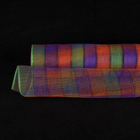 Halloween - Poly Deco Mesh Wrap with Laser Mono Stripe ( 21 Inch x 10 Yards ) FuzzyFabric - Wholesale Ribbons, Tulle Fabric, Wreath Deco Mesh Supplies