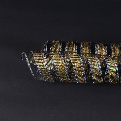 Black - Deco Mesh Eyelash Metallic Stripes (10 Inch x 10 Yards) FuzzyFabric - Wholesale Ribbons, Tulle Fabric, Wreath Deco Mesh Supplies