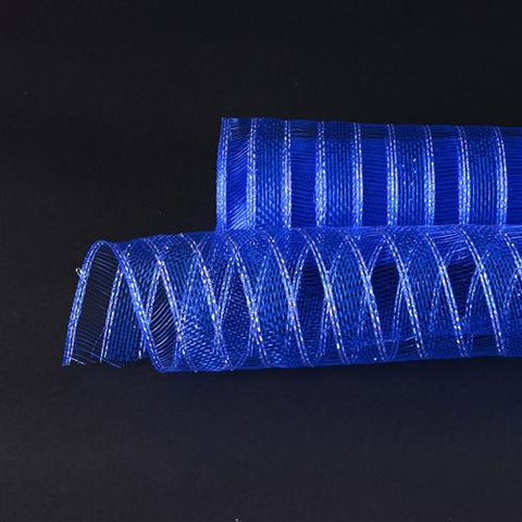 Royal Blue - Deco Mesh Eyelash Metallic Stripes (10 Inch x 10 Yards) FuzzyFabric - Wholesale Ribbons, Tulle Fabric, Wreath Deco Mesh Supplies