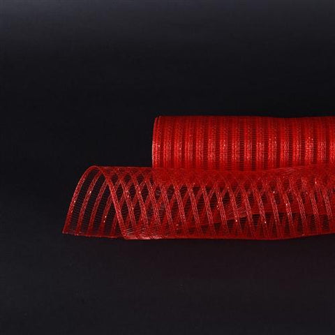 Red - Deco Mesh Laser Eyelash - (10 Inch x 10 Yards) FuzzyFabric - Wholesale Ribbons, Tulle Fabric, Wreath Deco Mesh Supplies