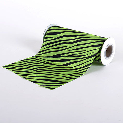 Apple Green - Animal Printed Satin Spool ( W: 6 Inch | L: 10 Yards ) FuzzyFabric - Wholesale Ribbons, Tulle Fabric, Wreath Deco Mesh Supplies