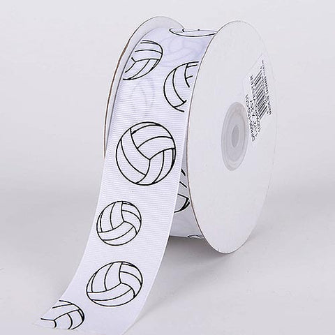 Volleyball Grosgrain Ribbon Sports Design - ( W: 1-1/2 Inch | L: 25 Yards ) FuzzyFabric - Wholesale Ribbons, Tulle Fabric, Wreath Deco Mesh Supplies