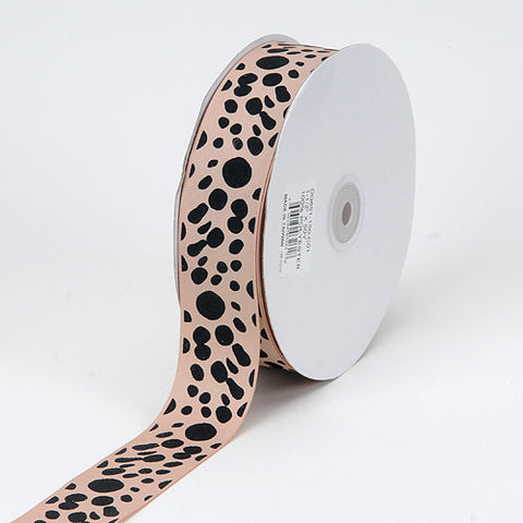 1-1/2 inch Tan Grosgrain Ribbon Dalmatian Dots FuzzyFabric - Wholesale Ribbons, Tulle Fabric, Wreath Deco Mesh Supplies