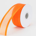 Orange - Organza Ribbon Two Striped Satin Edge - ( 1-1/2 inch | 100 Yards ) FuzzyFabric - Wholesale Ribbons, Tulle Fabric, Wreath Deco Mesh Supplies