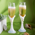 Set of 2 Finishing Touches  Collection beach themed champagne flutes Wedding Toasting Flute FuzzyFabric - Wholesale Ribbons, Tulle Fabric, Wreath Deco Mesh Supplies