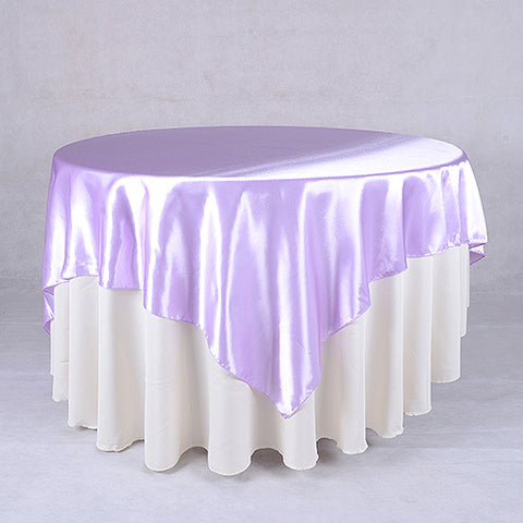 Lavender - 90 x 90 Inch Satin Square Table Overlays FuzzyFabric - Wholesale Ribbons, Tulle Fabric, Wreath Deco Mesh Supplies
