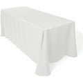 White - 90 x 156 inch Round Corner Polyester Rectangle Tablecloths FuzzyFabric - Wholesale Ribbons, Tulle Fabric, Wreath Deco Mesh Supplies