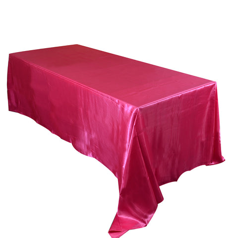 Fuchsia - 90 x 156 inch Satin Rectangle Tablecloths FuzzyFabric - Wholesale Ribbons, Tulle Fabric, Wreath Deco Mesh Supplies