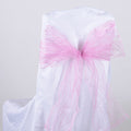 Light Pink - 8 x 108 inch Glitter Organza Chair Sash ( 10 Piece ) FuzzyFabric - Wholesale Ribbons, Tulle Fabric, Wreath Deco Mesh Supplies