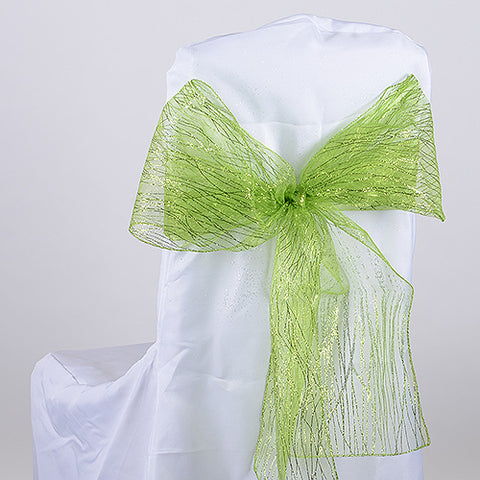 Apple Green - 8 x 108 inch Glitter Organza Chair Sash ( 10 Piece ) FuzzyFabric - Wholesale Ribbons, Tulle Fabric, Wreath Deco Mesh Supplies