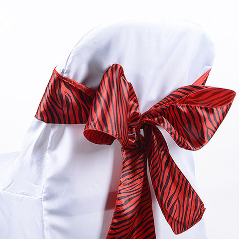Red - 6 x 106 inch Animal Print Satin Chair Sash ( 10 Piece ) FuzzyFabric - Wholesale Ribbons, Tulle Fabric, Wreath Deco Mesh Supplies