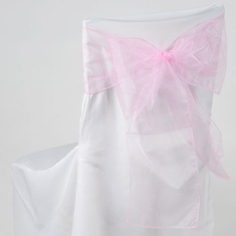 Pink - 8 x 108 Inch Organza Chair Sash ( 10 Piece ) FuzzyFabric - Wholesale Ribbons, Tulle Fabric, Wreath Deco Mesh Supplies