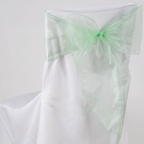 Mint - 8 x 108 Inch Organza Chair Sash ( 10 Piece ) FuzzyFabric - Wholesale Ribbons, Tulle Fabric, Wreath Deco Mesh Supplies