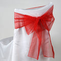 Red - 8 x 108 Inch Organza Chair Sash ( 10 Piece ) FuzzyFabric - Wholesale Ribbons, Tulle Fabric, Wreath Deco Mesh Supplies