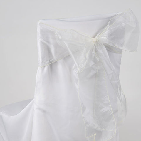Ivory - 8 x 108 Inch Organza Chair Sash ( 10 Piece ) FuzzyFabric - Wholesale Ribbons, Tulle Fabric, Wreath Deco Mesh Supplies